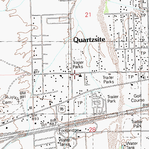 Topographic Map of First Baptist Church of Quartzite, AZ
