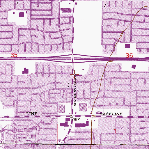 Topographic Map of First Baptist Church of Tempe, AZ