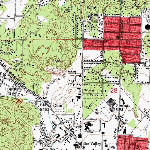Topographic Map of First Christian Church, AZ