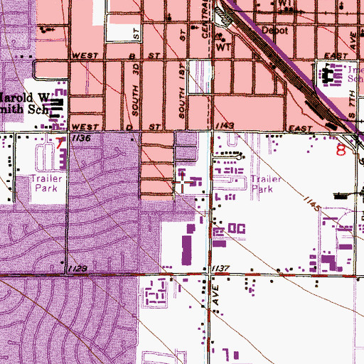Topographic Map of First Christian Church, AZ