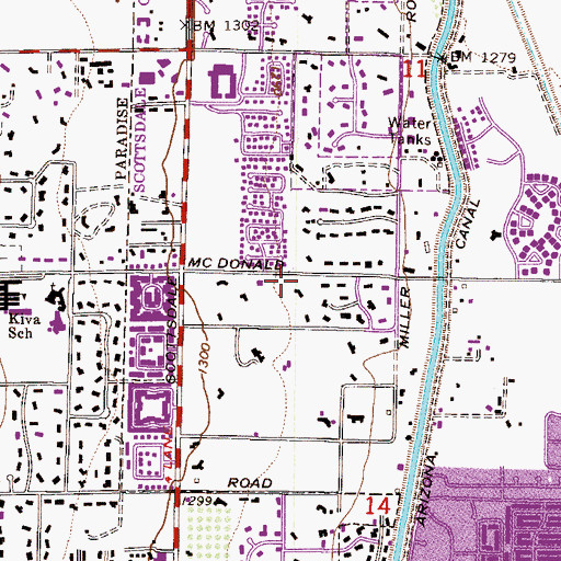 Topographic Map of First Christian Church, AZ
