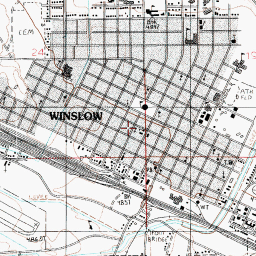 Topographic Map of First Christian Church, AZ