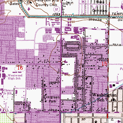 Topographic Map of First Christian Church of Mesa, AZ