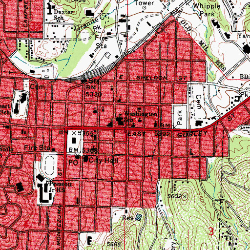Topographic Map of First Church of Christ Scientist, AZ