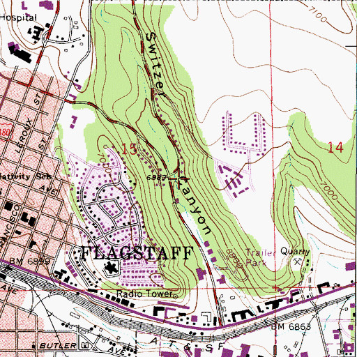 Topographic Map of First Congregational Church, AZ