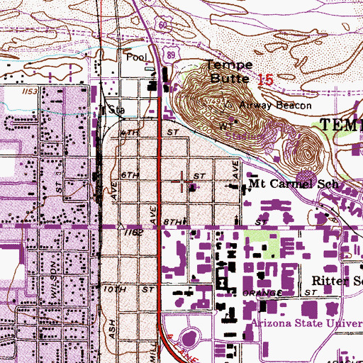 Topographic Map of First Congregational Church, AZ
