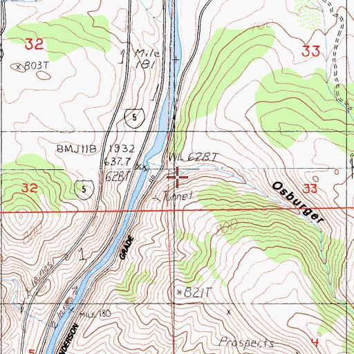 Topographic Map of Osburger Gulch, CA