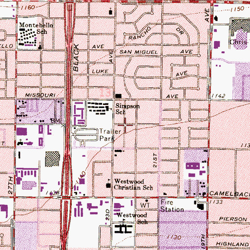 Topographic Map of First Indian Baptist Church, AZ