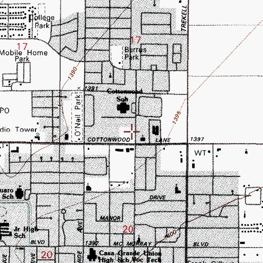 Topographic Map of First Presbyterian Church, AZ