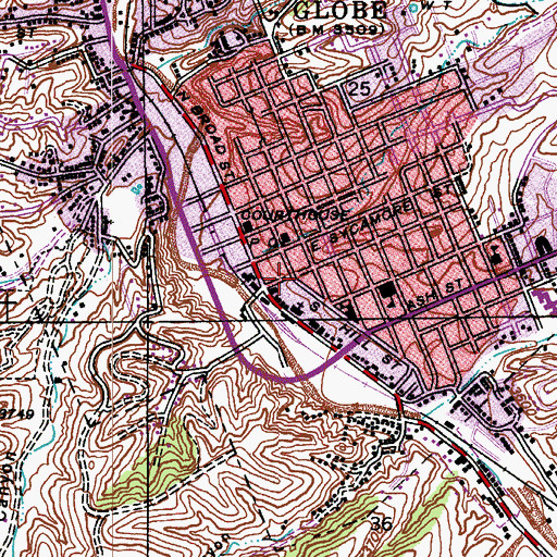 Topographic Map of First Presbyterian Church, AZ