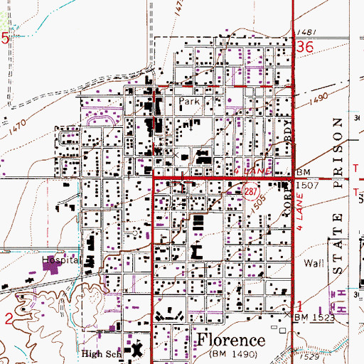 Topographic Map of First Presbyterian Church of Florence, AZ