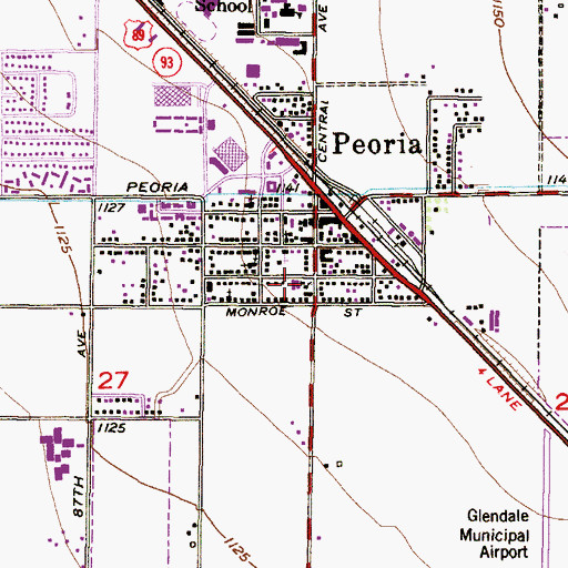 Topographic Map of First Presbyterian Church of Peoria, AZ