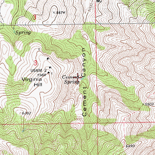 Topographic Map of Cement Spring, AZ
