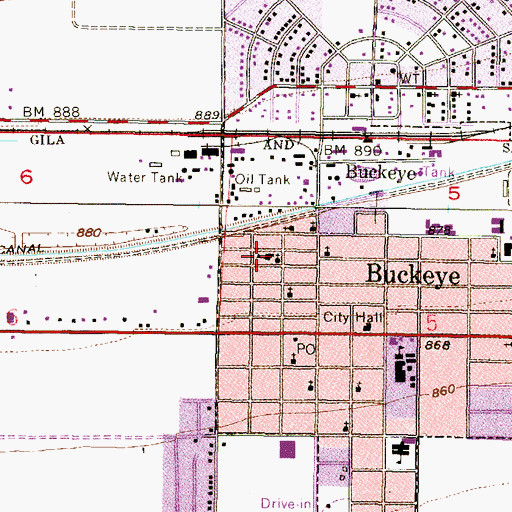 Topographic Map of First Southern Baptist Church in Buckeye, AZ