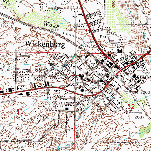 Topographic Map of First Southern Baptist Church of Wickenburg, AZ