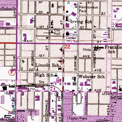 Topographic Map of First United Methodist Church, AZ