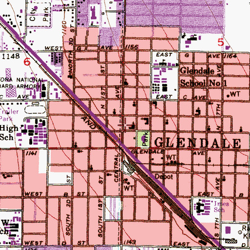 Topographic Map of First United Methodist Church, AZ