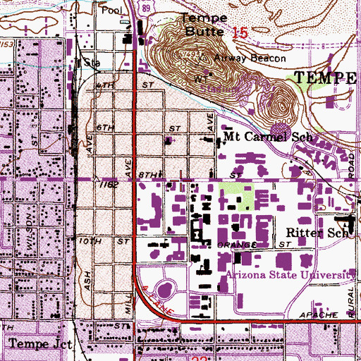 Topographic Map of First United Methodist Church, AZ