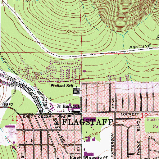 Topographic Map of Flagstaff First Assembly of God, AZ