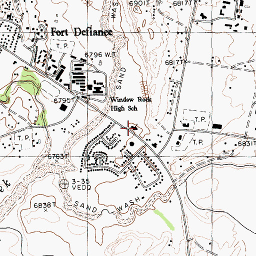 Topographic Map of Fort Defiance Presbyterian Church, AZ