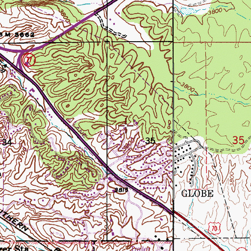 Topographic Map of Globe Church of the Nazarene, AZ