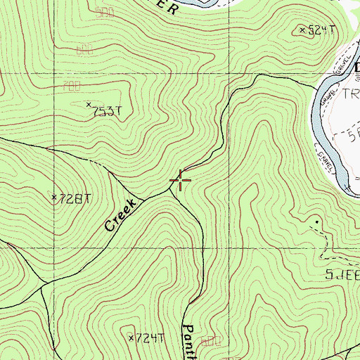 Topographic Map of Panther Creek, CA