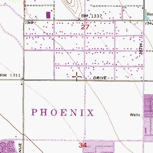 Topographic Map of God's House of Worship Baptist Church, AZ