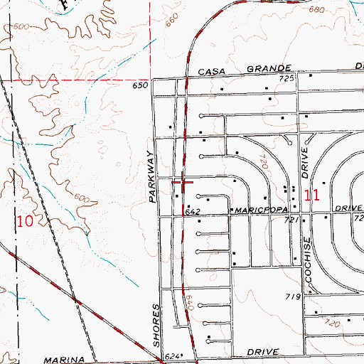 Topographic Map of Golden Shores Community Baptist Church, AZ