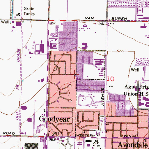 Topographic Map of Goodyear Church of Christ, AZ