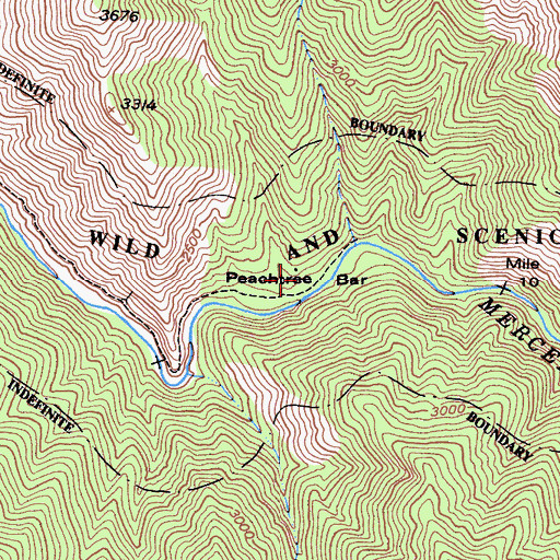 Topographic Map of Peachtree Bar, CA