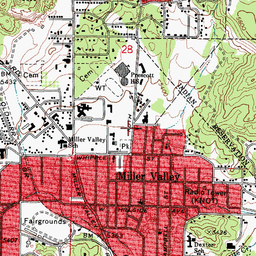 Topographic Map of Hillside Church of God, AZ