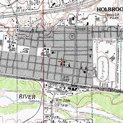 Topographic Map of Holbrook First Baptist Church, AZ