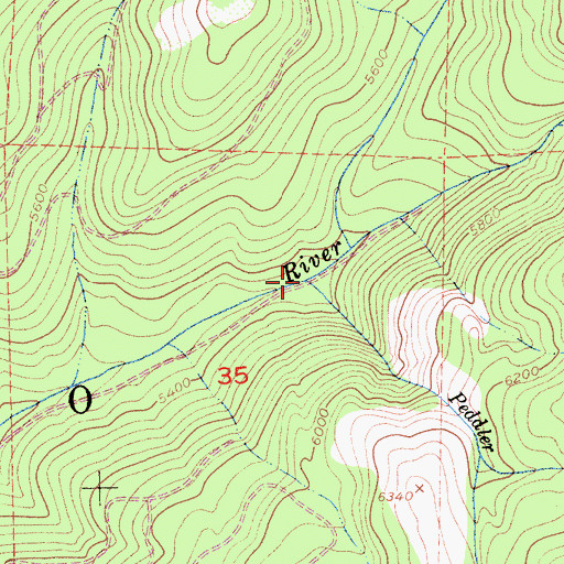 Topographic Map of Peddler Creek, CA