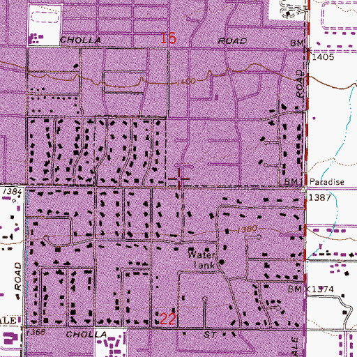 Topographic Map of Inspirational Unity Church, AZ