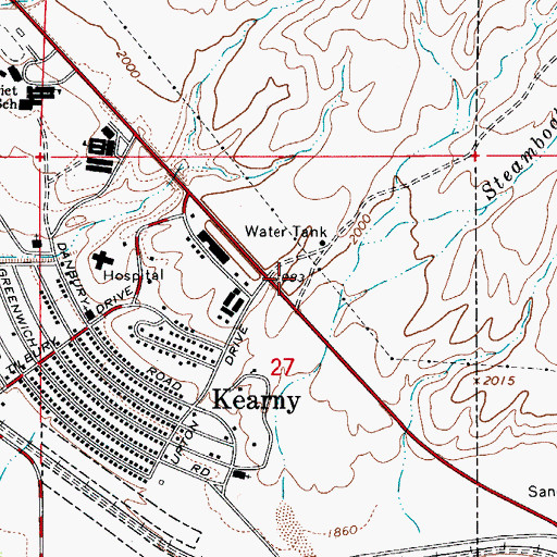 Topographic Map of Kearny Church of Christ, AZ
