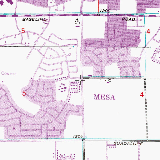 Topographic Map of Mesa Baptist Church, AZ