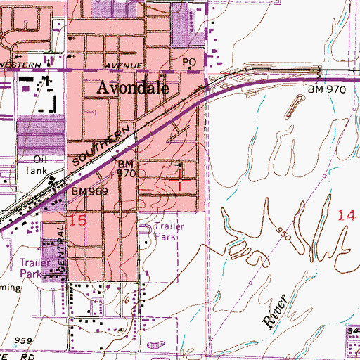 Topographic Map of Morning Star Baptist Church, AZ