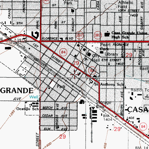 Topographic Map of Saint Anthony's Catholic Church, AZ