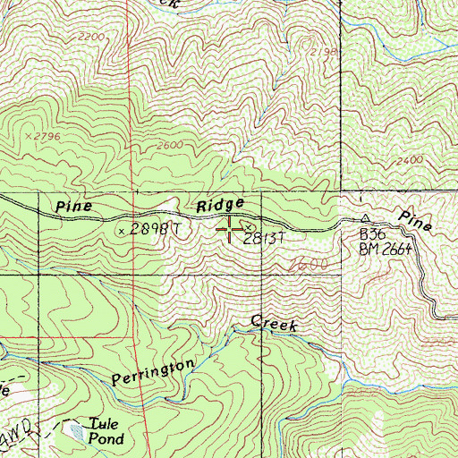 Topographic Map of Pine Ridge, CA
