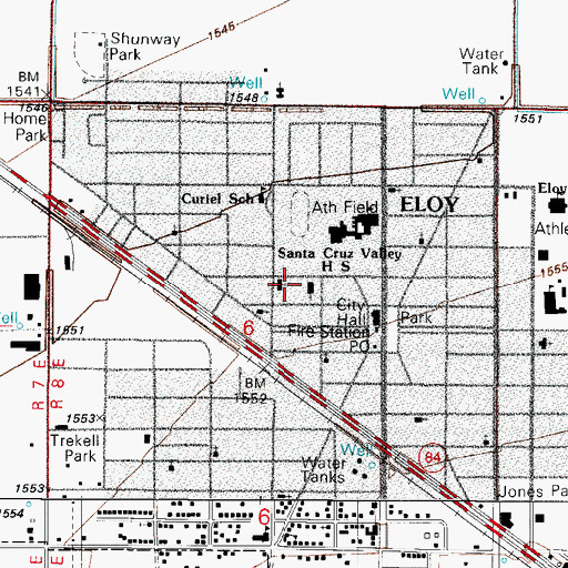 Topographic Map of Saint Helen of the Cross Roman Catholic Church, AZ