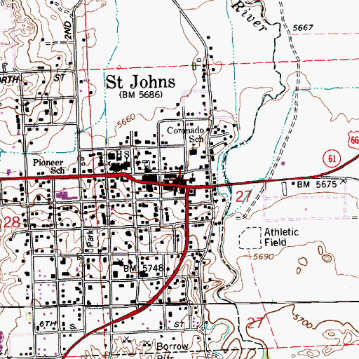 Topographic Map of Saint John the Baptist Catholic Church, AZ
