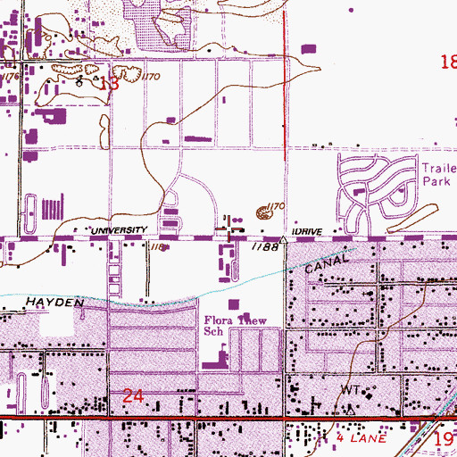Topographic Map of Saint John the Evangelist Mission, AZ