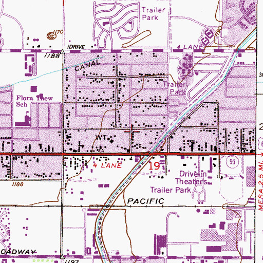 Topographic Map of Saint Margaret Roman Catholic Church, AZ
