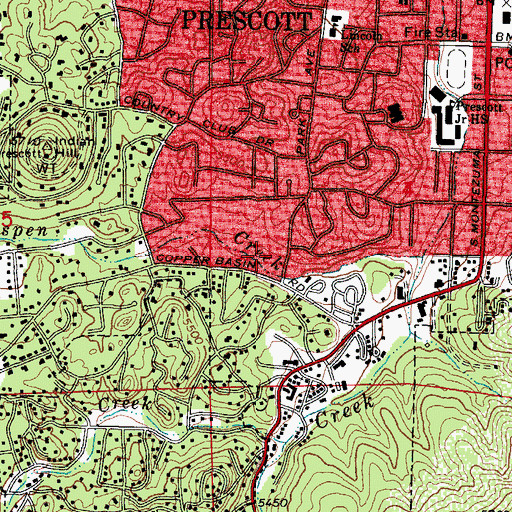 Topographic Map of Trinity Presbyterian Church, AZ
