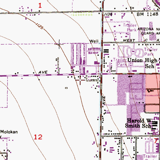 Topographic Map of True Vine Baptist Church, AZ