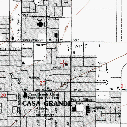 Topographic Map of United Methodist Church of Casa Grande, AZ