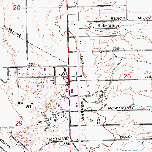 Topographic Map of Unity Church of Mohave Valley, AZ