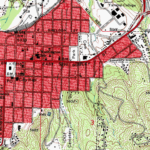Topographic Map of Unity Church of Prescott, AZ
