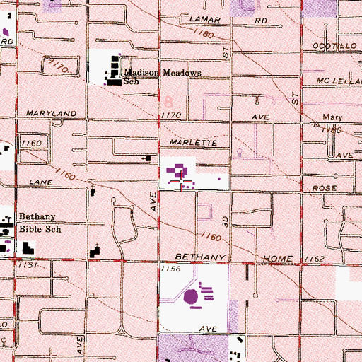 Topographic Map of Valley Cathedral, AZ