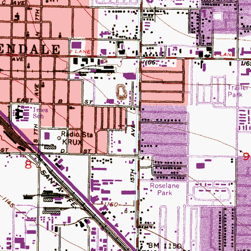 Topographic Map of Valley Pentecostal Church, AZ